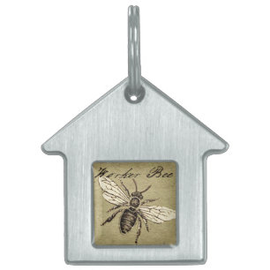 Vintage Worker Bee Insect Illustration Antique Pet Tag