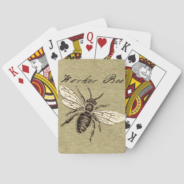 Vintage Worker Bee Insect Illustration Antique Playing Cards (Back)