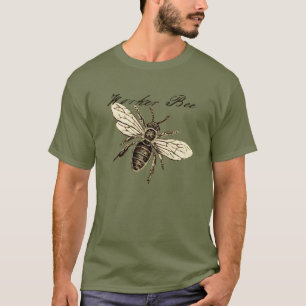 Vintage Worker Bee Insect Illustration Antique T-Shirt