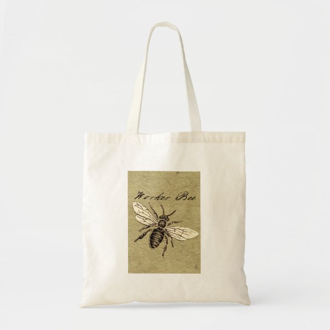 Vintage Worker Bee Insect Illustration Antique Tote Bag (Front)
