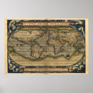 Vintage World Atlas Map Print