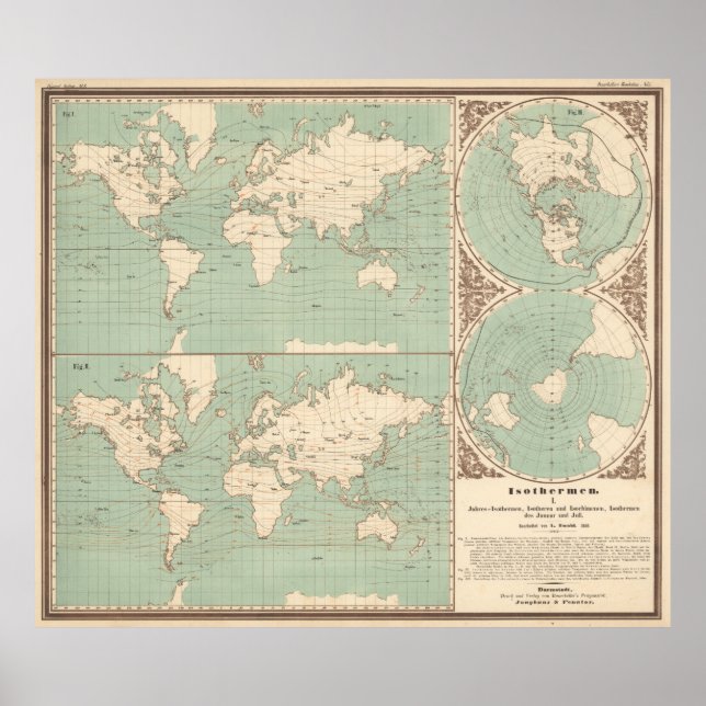 Vintage World Isotherm Map (1850) Poster (Front)