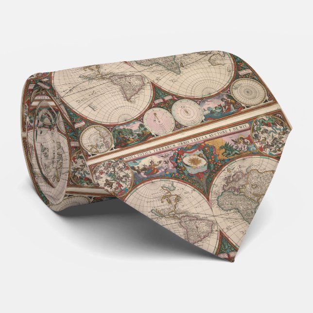 Vintage World Map (1665) 2 Tie (Rolled)