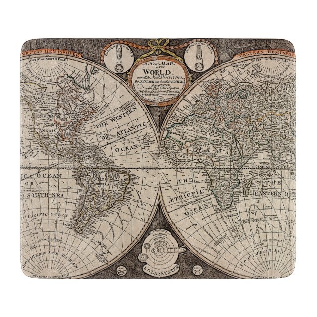 Vintage World Map (1766) Cutting Board (Front)