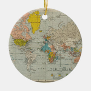 Vintage World Map 1910 Ceramic Ornament