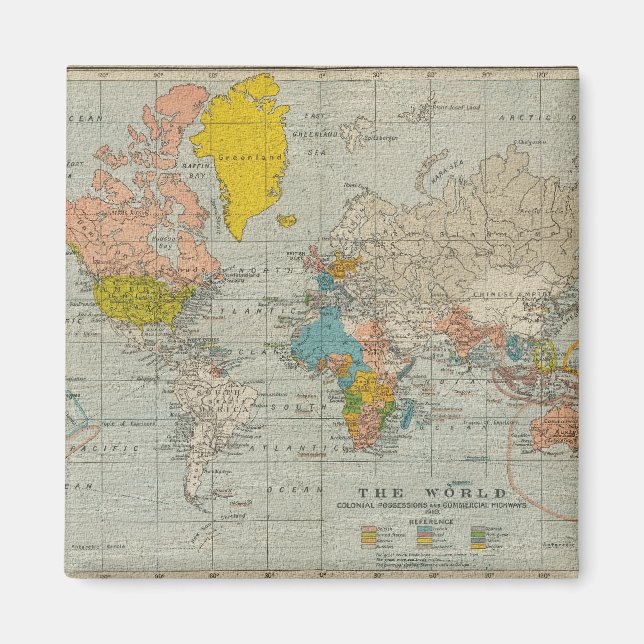 Vintage World Map 1910 Magnet (Front)