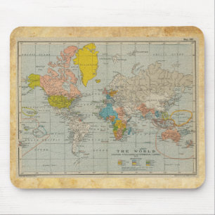 Vintage World Map 1910 Mouse Pad