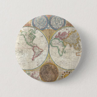 Vintage WORLD MAP 2 Inch Round Button