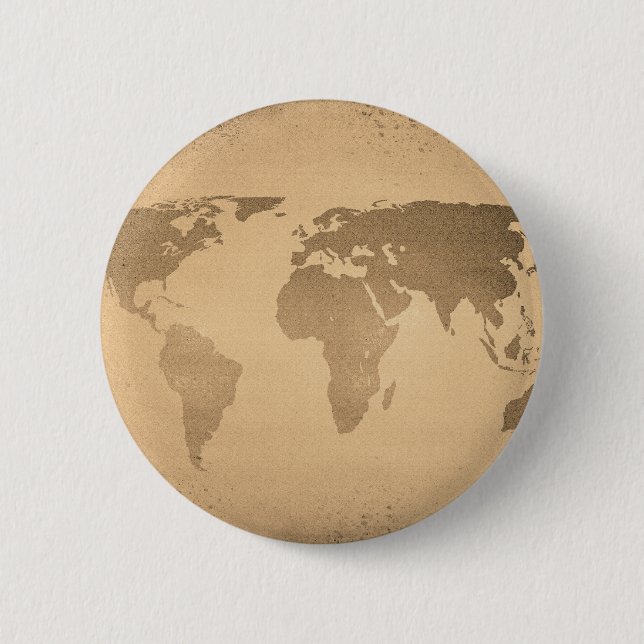 Vintage world map 2 inch round button (Front)