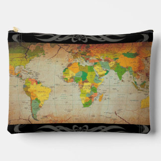 Vintage World Map  Accessory Pouch