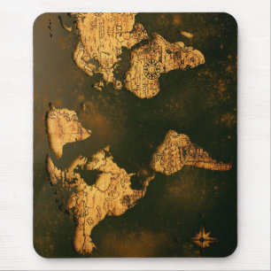 Vintage World Map Antique Cartography Art Mouse Pad