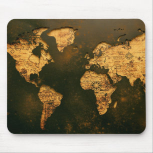 Vintage World Map Antique Cartography Art Mouse Pad