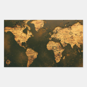 Vintage World Map Antique Cartography Art Sticker