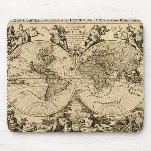 Vintage World Map Art Collection Mouse Pad (Front)