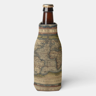 Vintage World Map Atlas Historical Design Bottle Cooler