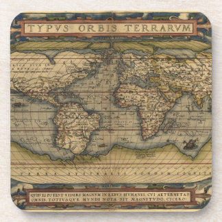 Vintage World Map Atlas Historical Design Coaster