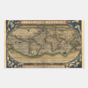 Vintage World Map Atlas Historical Design Sticker