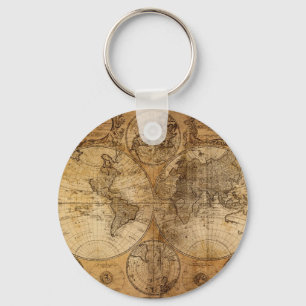 Vintage World Map Atlas Keychain