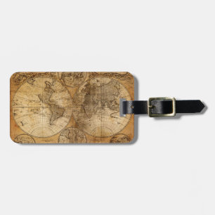 Vintage World Map Atlas Luggage Tag