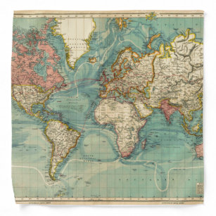 Vintage World Map Bandana