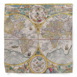 Vintage world map bandana