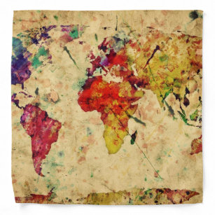 Vintage world map bandana