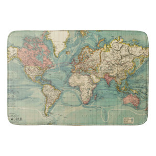 Vintage World Map Bath Mat