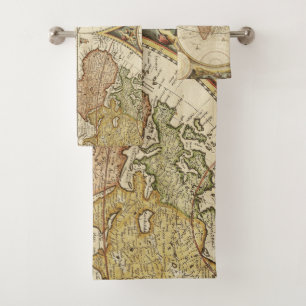 Vintage World Map Bath Towel Set
