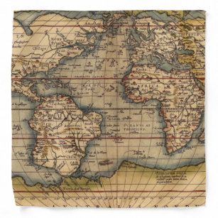 Vintage World Map by Abraham Ortelius 1564 Bandana