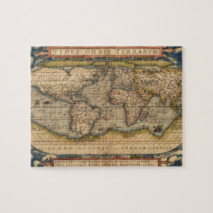Vintage World Map by Abraham Ortelius 1564 Jigsaw Puzzle