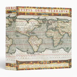 Vintage World Map by Abraham Ortelius 1587–1595 Binder