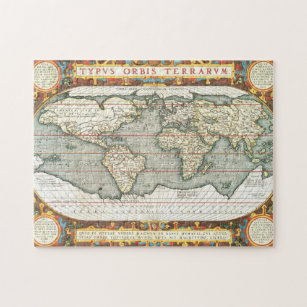 Vintage World Map by Abraham Ortelius 1587–1595 Jigsaw Puzzle