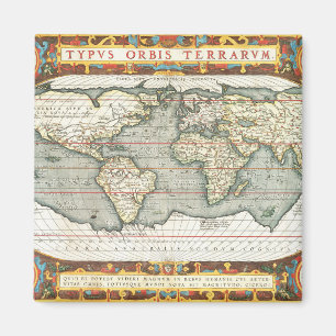 Vintage World Map by Abraham Ortelius 1587–1595 Magnet