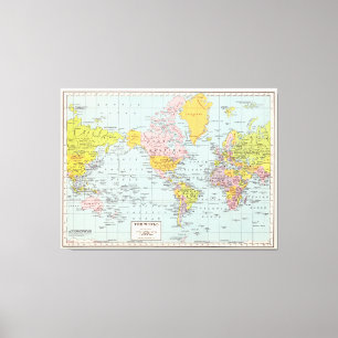 Vintage World Map Canvas Print