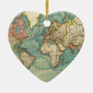 Vintage World Map Ceramic Ornament