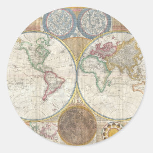 Vintage World Map Classic Round Sticker
