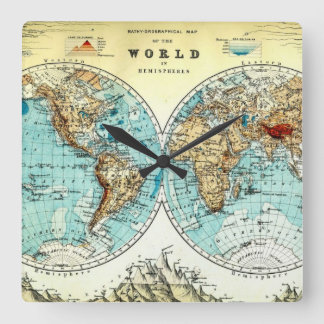 Vintage World Map Clock