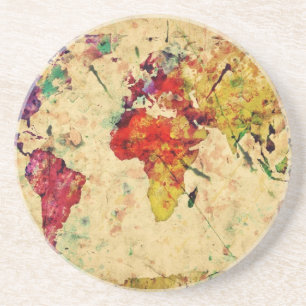 Vintage world map coaster