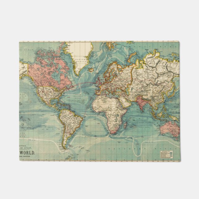 Vintage World Map Doormat (Front)