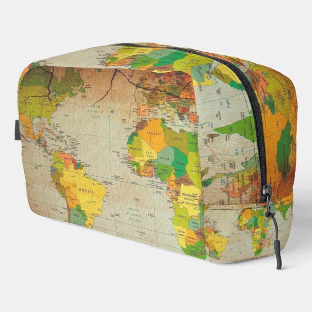 Vintage World Map  Dopp Kit (Right Corner)
