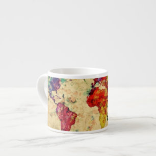 Vintage world map espresso cup