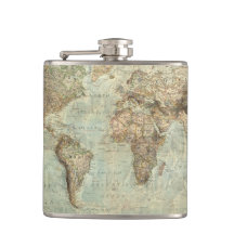Vintage World Map Flask
