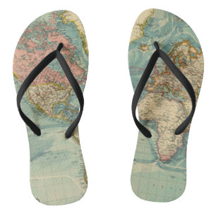 Vintage World Map Flip Flops