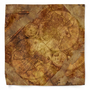 Vintage world map geography texture grunge rust bandana