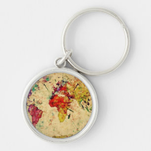 Vintage world map keychain