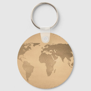 Vintage world map keychain