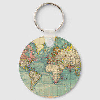 Vintage World Map Keychain