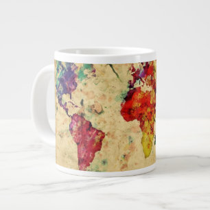 Vintage world map large coffee mug