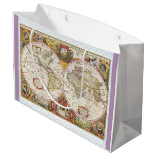 Vintage World Map Large Gift Bag