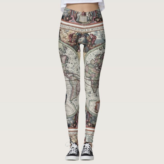 Vintage World Map Leggings (Front)